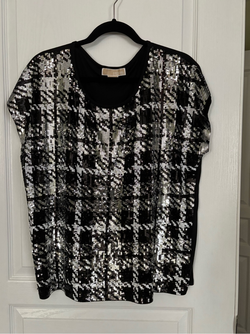 Michael Kors Black and Silver Sequin Top